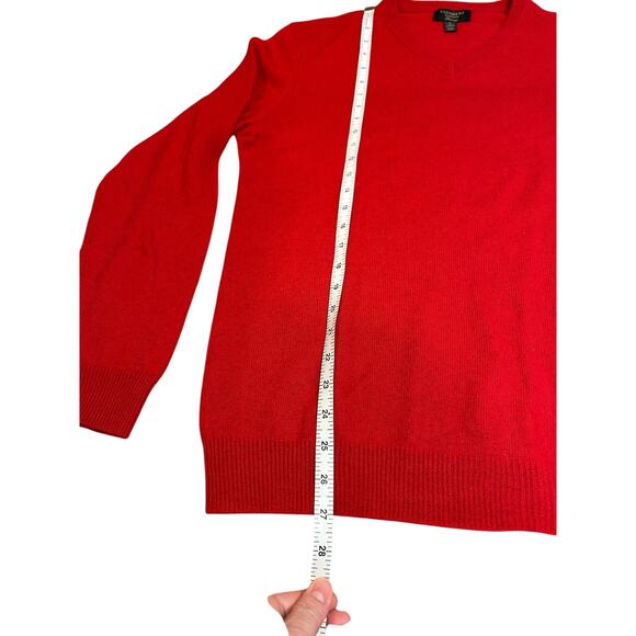 CASHMERE CLUB ROOM Men's V Neck Sweater MEDIUM Luxury Red 100% Cashmere - Picture 4 of 5